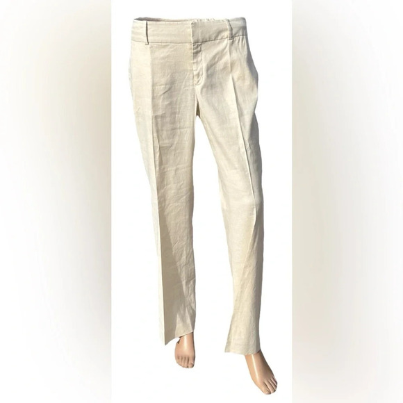Banana Republic Flax Blend Stretch Martin Fit Womens Dress Pant Cream Size 6P - Picture 4 of 9